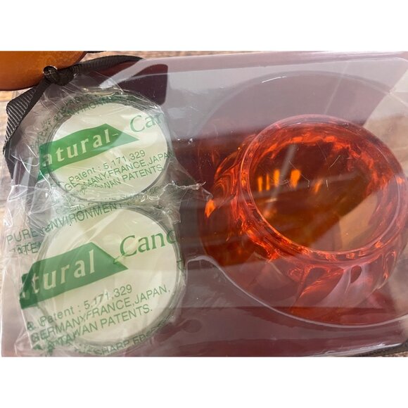 DecoGLOW Pumpkin Glass Tea Light Candle Set With Candles & Decorative Ribbon - Picture 2 of 9